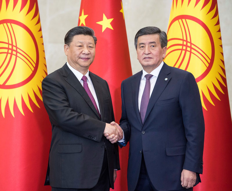 習(xí)近平同吉爾吉斯斯坦總統(tǒng)熱恩別科夫會談